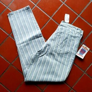 BLEU CAFE Premium Button-Fly Boyfriend High-Waisted Jeans Stripe VTG Size 12 NWT